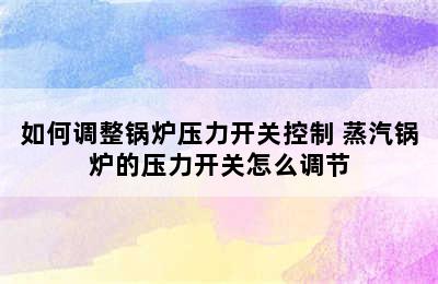 如何调整锅炉压力开关控制 蒸汽锅炉的压力开关怎么调节